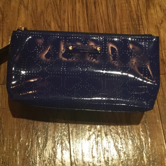 NWT Kate Spade Blue Patent Leather Cosmetic Bag - Picture 2 of 9